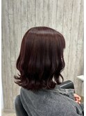 ボブ×外ハネ×ピンクブラウン