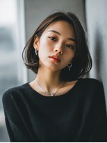 ロッソ 大橋店(Rosso) 耳かけでまとまる暗髪ボブ【大橋】