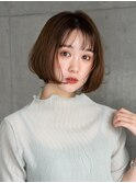 シンプルニュアンスボブ#大人かわいい#前髪#ココアブラウン