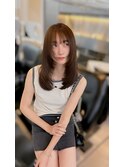 韓国女優レイヤー_前髪マチルダボブピンクベージュ