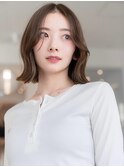 大人かわいい前髪セシルカットココアブラウンフリンジウェーブ