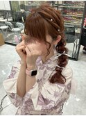 【浴衣ヘア】編み込みサイド編みおろし