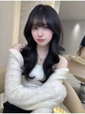 髪質改善縮毛矯正レイヤーカット顔周り前髪韓国ミニウルフ/池袋