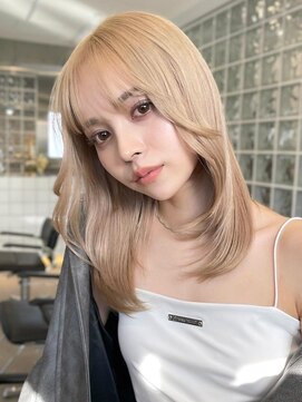 サンクプロジェクト(cinq PROJECT) ミルクティーベージュダブルカラーハイトーンレイヤーカット韓国