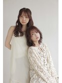 ぱっつんボブ/顔まわりカット/ブリーチなしダブルカラー