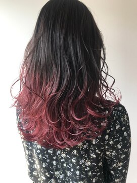 ホワイト(WHITE HAIR@NICOLA) 赤レッドデザインカラーグラデーションカラーブリーチカラー