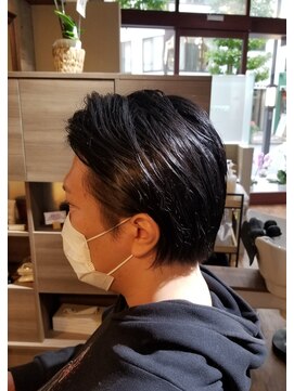 シェルビー 新宿(SHELBe) アップバング×アッシュブラック[新宿/髪質改善/ヘッドスパ]