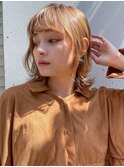 【roijir 表参道 山岸】ミディアムウルフ　ハイトーンベージュ