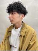 刈り上げマッシュ波巻きスパイラルパーマツーブロックヘア