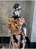 【成人式セット】シンプルなオシャレシニヨン