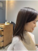 韓国風斜めバング 顔回りレイヤー潤髪質改善ワンカールオンプレ