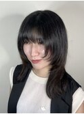 ミディアムウルフカットロングウルフ顔まわりレイヤーカット