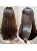 髪質改善トリートメントで叶う美髪ストレート　艶髪　前髪