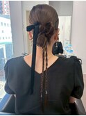ヘアアレンジ カチモリ 編みおろし 結婚式 同窓会 お呼ばれ 20代