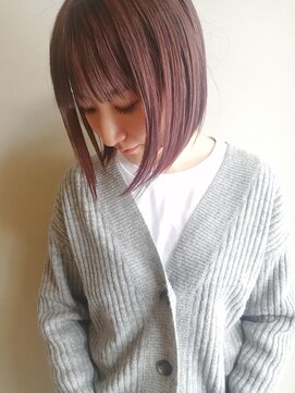 ブルー(BLUE) #BLUE ピンクブラウン×ボブ