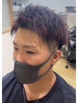 モッズヘアメン 札幌月寒店(mod's hair men) 赤メッシュ×アップバングショート