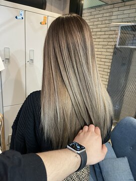 ラフ(LAFF) #バレイヤージュ#グレージュカラー#ボブウルフ#ココアベージュ