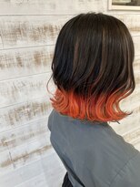 アンソレイユ ヘアー ガーデン(ensoleille hair garden)&nbsp;オレンジカラー×ワンレンボブ