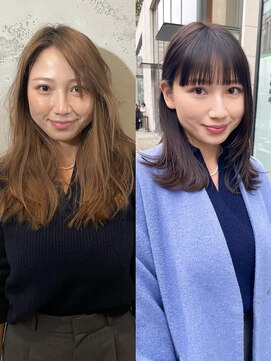 ノラ ヘアーサロン(NORA HAIR SALON) ナチュラル小顔前髪あり後れ毛サイドバング結べるボブくびれヘア