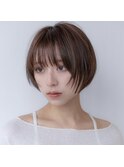 大人かわいい前髪セシルカットココアブラウンフリンジウェーブ