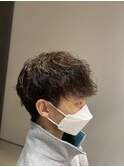 前下がりマッシュメンズヘア刈り上げツーブロックメンズパーマ