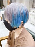 シルバーカラーツーブロックマッシュ インナーツートンカラー