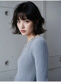 ミディアム成人式髮型シルバーアッシュ髪型ショート40代髪型
