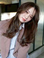 シオン(shion) オリーブベージュロング顔周りレイヤー韓国ヘア_F1506