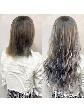 エクステ専門店あるじゃんすー 小倉店 アッシュ×オーロラ#シールエクステ#大人ダークカラー#小倉