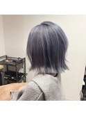 切りっぱなし外はねボブ/ヌードアイスバイオレット