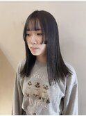 姫カット × 暗髪グレージュ