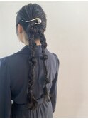 編みおろしヘア