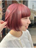 フェイスレイヤーボブボルドーカラーピンクヘアー【自由が丘】