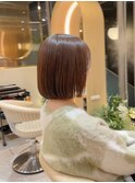 ミルクティーベージュ×内巻きボブ