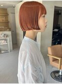 ブリーチなしダブルカラーで作るオレンジミニボブ/落合