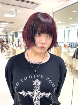 ケンジ 平塚ラスカ店(KENJE) ボブレイヤー/顔まわりレイヤー/ボルドーカラー/平塚/湘南