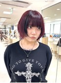 ボブレイヤー/顔まわりレイヤー/ボルドーカラー/平塚/湘南