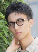 ビジネスショートツーブロックフェードスパイキーショート短髪