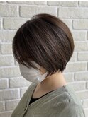 小顔ショートボブ×チョコブラウン