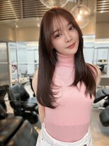 内外兼用ミディアム前髪黒髪ボブルフネビージュ小顔ワンレン