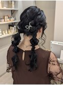 アレンジ　艶髪　髪質改善　ヘアセット　編みおろし　顔まわり