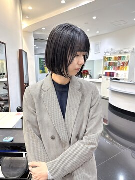 ボブ/切りっぱなしボブ/縮毛矯正