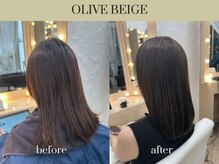 ★オリーブベージュ★[エレノア渋谷/ケアカラー/髪質改善トリートメント/縮毛矯正/ヘッドスパ/レイヤー]