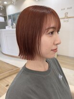 ヘアメイク アージュ 大野城 下大利店(HAIR MAKE age)&nbsp;切りっぱなしボブ×オレンジブラウン