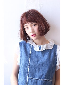 ブラウヘアアンドケア(care) オン眉×クラシカルボブ×アンティークレッド　　＊