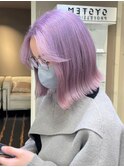 ba543_パールベージュディープパープルロブヘア小顔Aラインボブ