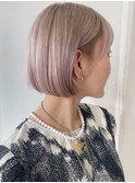 ミルクティーベージュダブルカラーブロンドベージュミニボブ