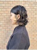 パーマ風クセを活かしたミディアムカット____南船場/心斎橋