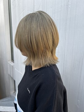レアワンハナレ センター北美容院(lea/1 HANARE) レイヤーボブ×オリーブベージュ
