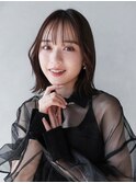 くびれミディ顔周りレイヤーミディアム美髪韓国ヘア_F20570